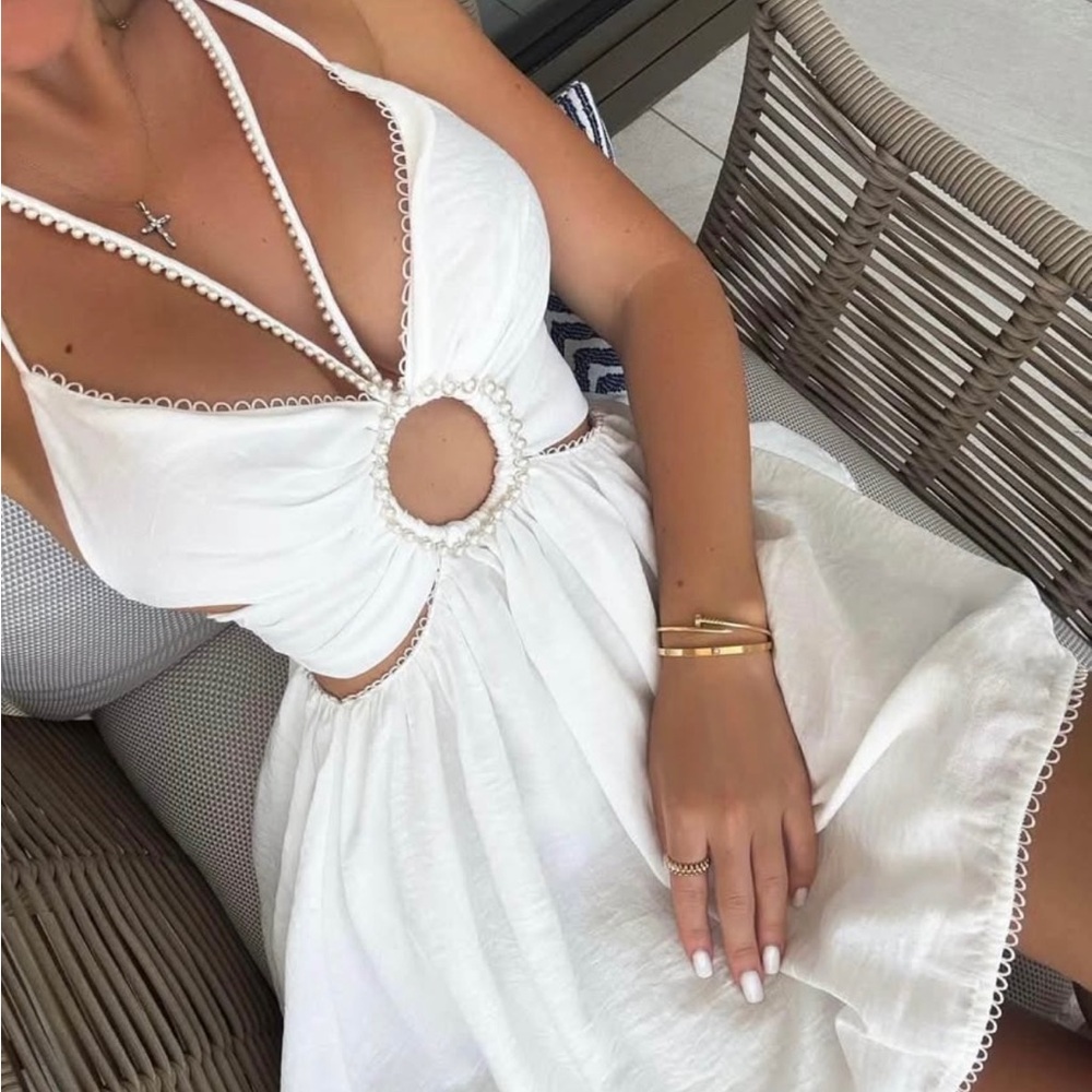 Elegant White Halter Dress